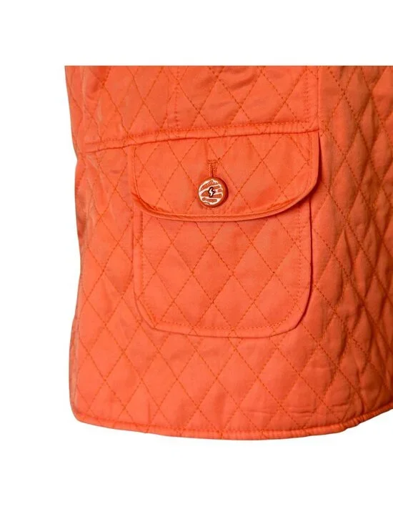 Womens I.C.Y. Quilted Vest XL Creamsicle Orange With Pockets Lightweight Layer - Picture 5 of 15